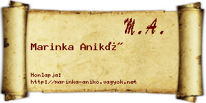 Marinka Anikó névjegykártya